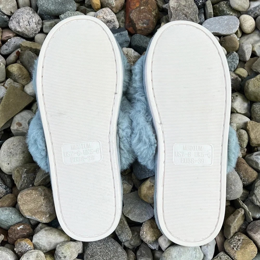 Mint Green Fluffy Plush Slide Slippers / Scuffs - Picture 4 of 4